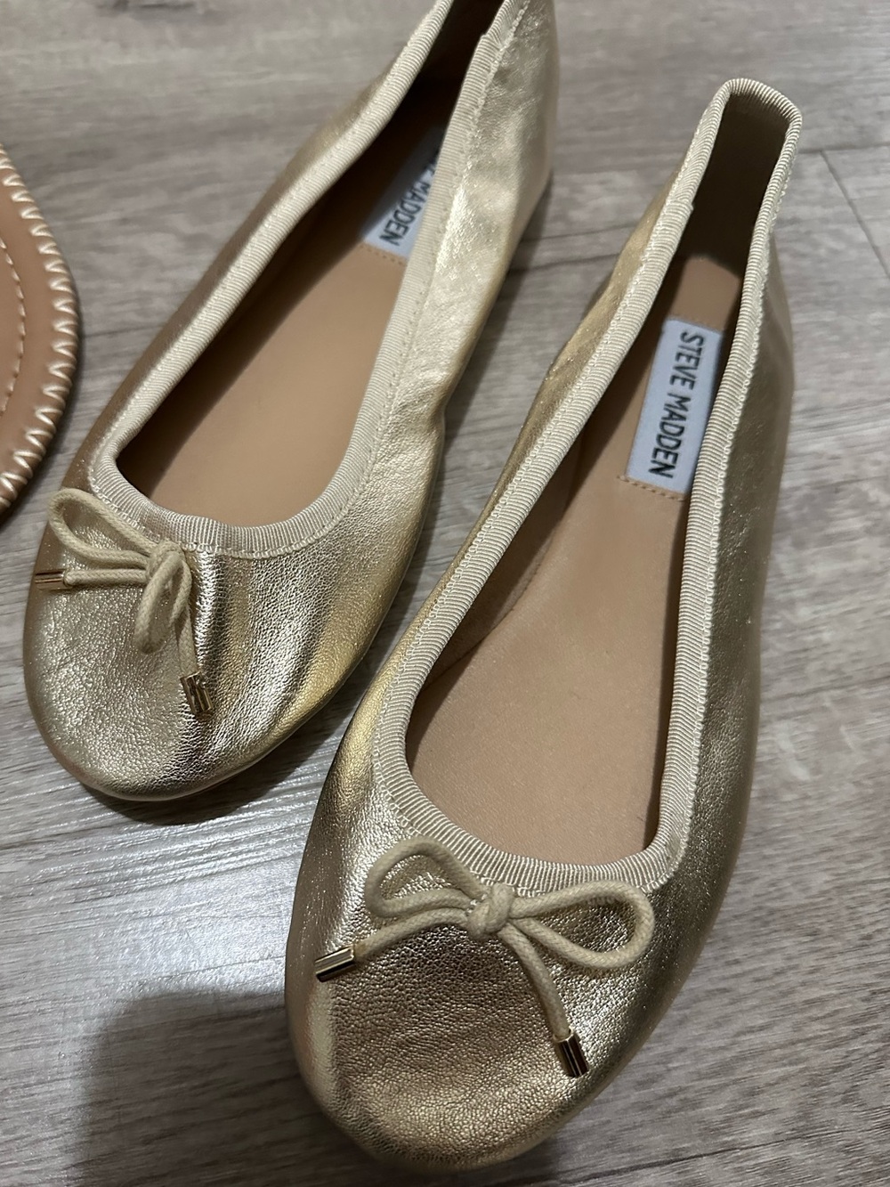 Steve Madden Gold Ballet Flats - Classic Bow Detail